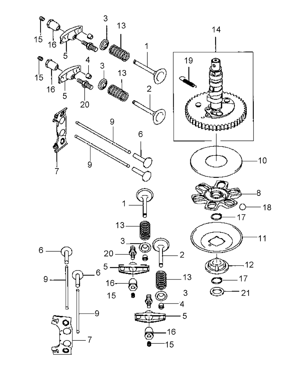 Fh381v-As22 Valve And Camshaft Diagram and Parts List for G1332 55AI5GMQ750-WAM Cub Cadet Lawn Mower